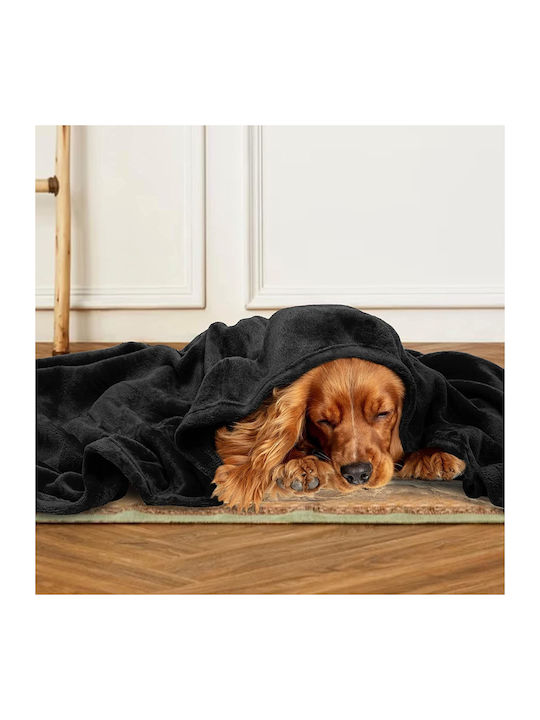 Κουβέρτα Γούνινη Μονή 150x210εκ. Black
