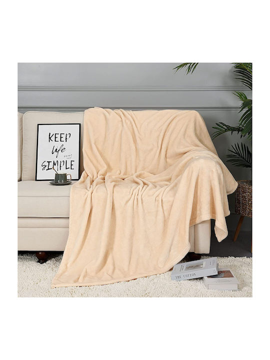 Furry Double Blanket 200x210cm Beige