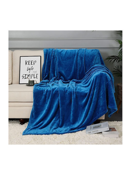 Κουβέρτα Γούνινη Μονή 150x210εκ. Blue