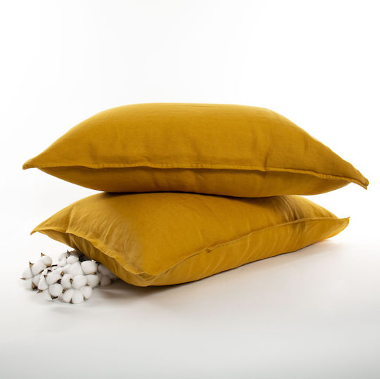 Linen Pillowcase Le Boheme 100% French Washed Linen 160 Gr 2 50x70 Cm Golden Wheat