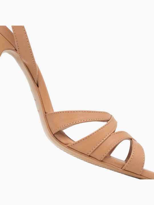 Damen Sandalen Beige Leder