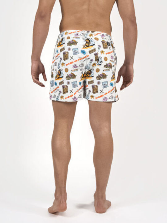 Bee. Unusual. Buzzed On Flowers Men's Swimwear Shorts White Floral
