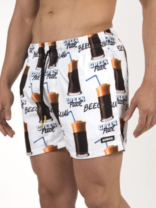 Greek Fuel Men's Swimwear Shorts White with Prints