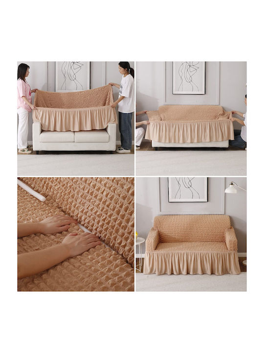 Rebeka Home Husă Elastică pentru Canapea cu Două Locuri Bej