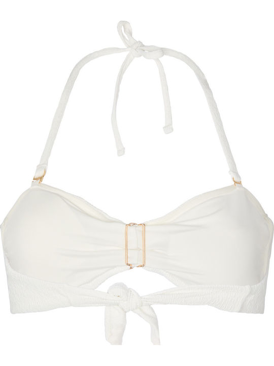 Strapless Bikini Top με Ενίσχυση Floral Λευκό