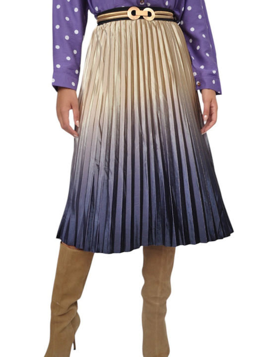 Pleated Midi Skirt Gold