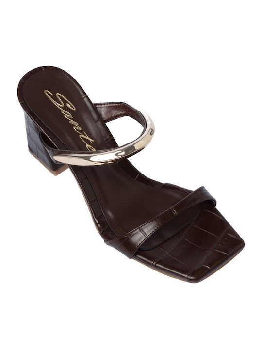 Mules with Heel in Brown Colour