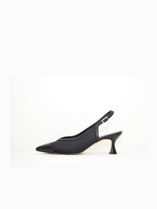 Leather Heels with Medium Heel Black