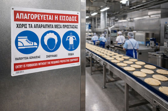 Απαγορευεται Η Εισοδος Χωρις Απαραιτητα Μεσα Προστασιας Πινακιδα Αλουμινιου 14χ19,5 Infosign 16146