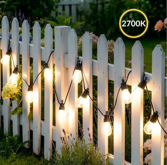 Lightex Set 10 Hängende Solarleuchten Girlande 5W 10lm mit Warmes Weiß Licht 2700K IP44