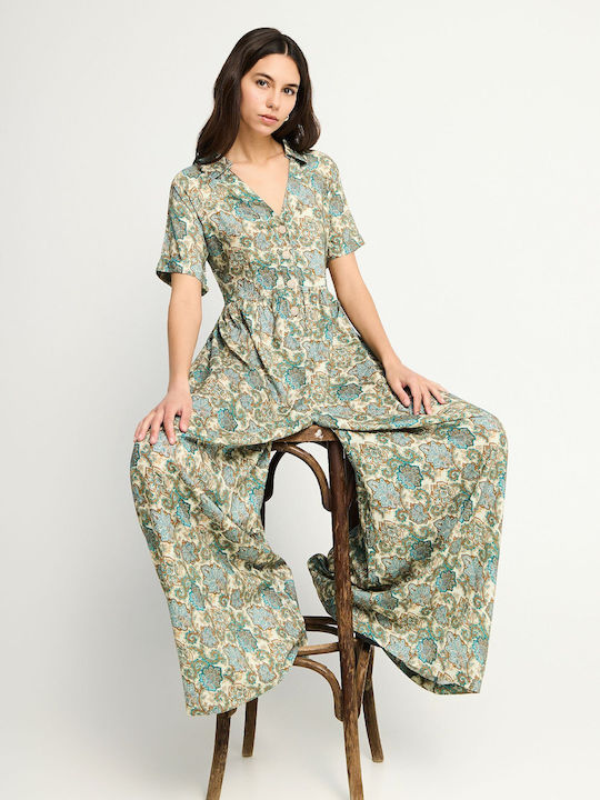 Women's Short Sleeve Floral Jumpsuit