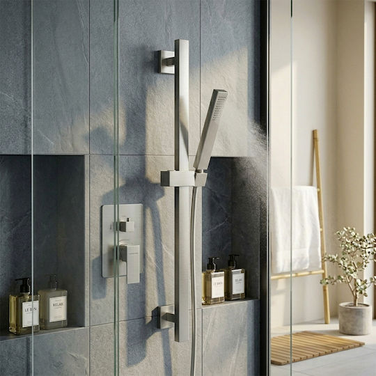 Avizar Shower Bar Adjustable Height Angle Chrome Finish Anti-corrosion Grey