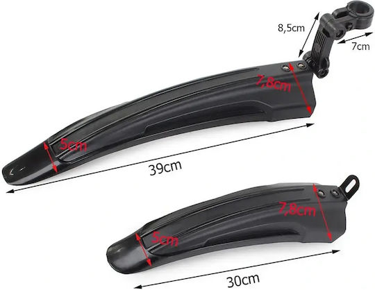 Bicycle Mudguards Set Front Rear Wheels 24-28" Black