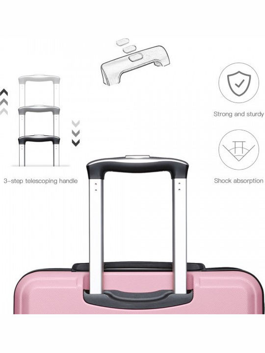 Miss Lulu Hard Travel Suitcases Pink with 4 Wheels