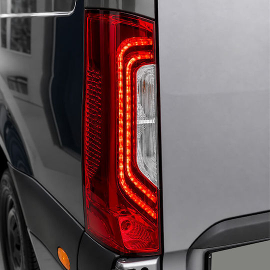 Πισινά Φανάρια Set Mercedes Sprinter W907 W910 2018-2026 Full Led Κόκκινο Smoke