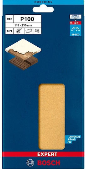 Bosch Expert C470 Sand Paper K100 115x230mm Set 10 Pieces