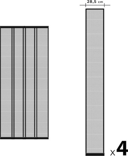 Moskitonetz Tür Plissiert aus Polyester Schwarze 220x100cm