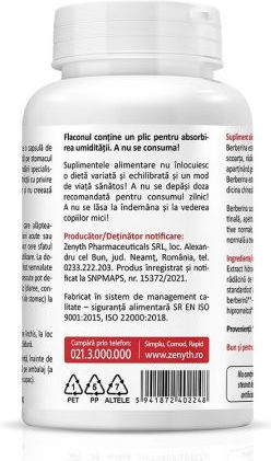 Zenyth Berberină + Oțet De Mere 500mg 2 x 60 Capsule