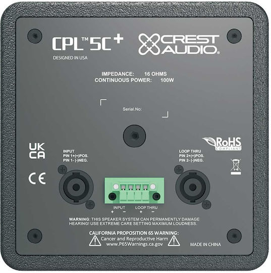 Crest Audio Παθητικό Ηχείο 100W (Τεμάχιο) 18.5x20.3x18.5εκ. Μαύρο CPL 5C+
