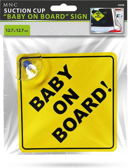 Semnalizare Bebe La Bord Cu Ventuză De Aspirație Pentru Geamul Mașinii 12.7 X 12.7 Cm Plastic Galben Rezistent UV