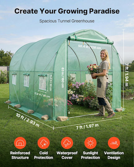 Vevor Vevor Tunnel Greenhouse with Metallic Frame 2.93x1.97x1.94m