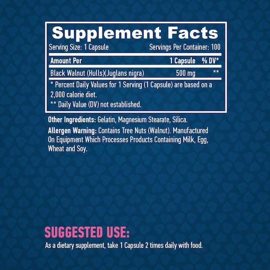 Haya Labs Black Walnut Hulls 500mg 100 capace