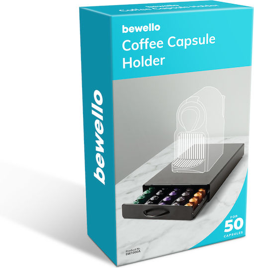Suport Capsule Cafea Nespresso 50 Capsule Sertar Metalic Organizator Negru Mat Espressor