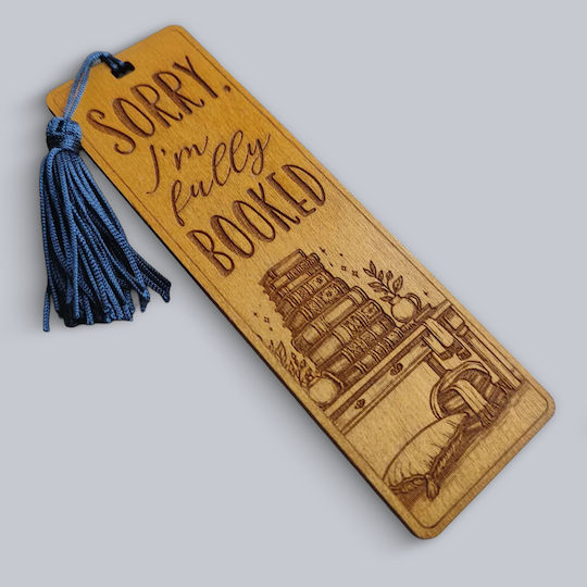 Semn De Carte Din Lemn Cu Fraze Și Desene Gravate