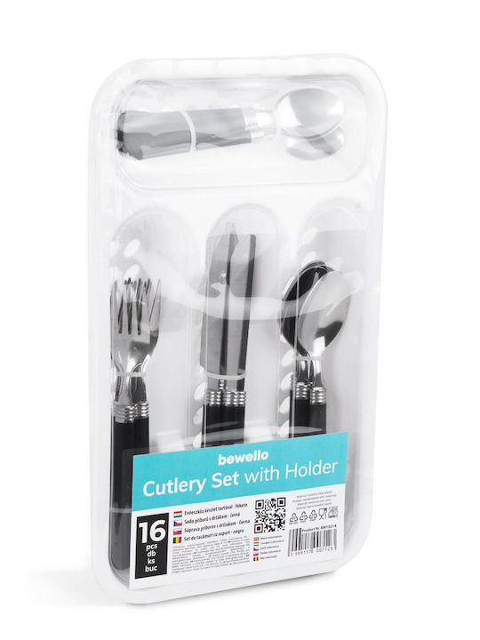Set De Tacâmuri Inoxidabile Negre 16 Bucăți
