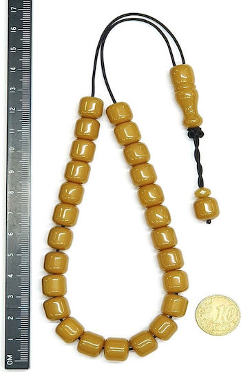 Roloi Komboloi Worry Beads with 25 Beads Made of Mastic Length 30cm Yellow
