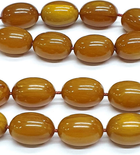 Roloi Komboloi Worry Beads with 19 Beads Made of Mastic Length 33cm Honey