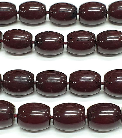 Roloi Komboloi Worry Beads with 33 Beads Made of Mastic Length 39cm Burgundy