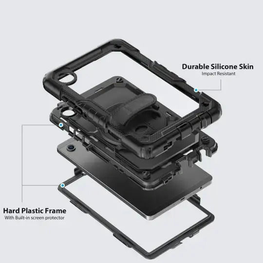 Tech-Protect Solide Umschlag Rückseite Rotierende Dauerhafte Schwarze (Galaxy Tab A9 / Galaxy Tab A11)