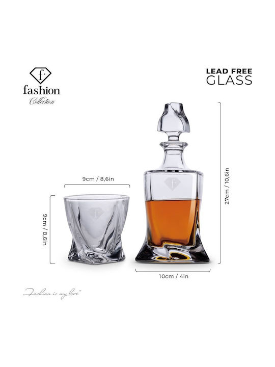 Berlinger Haus Glass Whiskey Serving Decanter with Stopper and Glasses 750ml