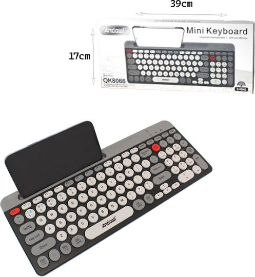 Andowl QK8066 Tastatură Wireless Bluetooth pentru Tabletă Engleză SUA Compatibilă cu Mac