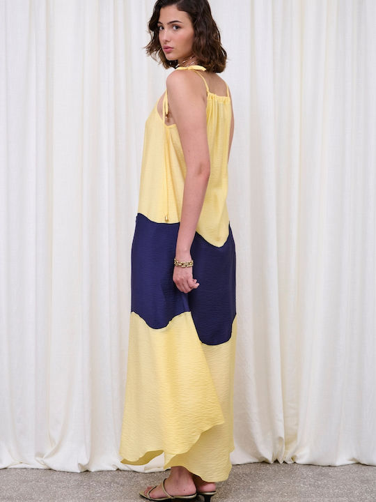 Καλοκαιρινό Maxi Φόρεμα Yellow Navy