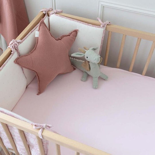Rebeka Home Детски Чаршаф За Количка Памучен с Ластик Розов 60x120см