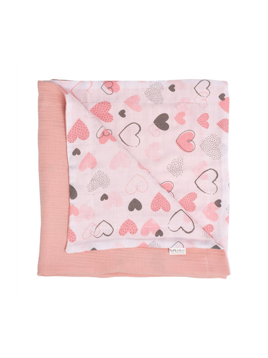 Kidizi Babydecke Wickeltücher für Kinderzimmer Baumwoll Rosa 110x75cm