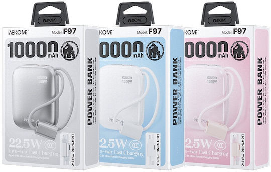 WK F97 Power Bank 10000mAh 22.5W mit USB-A Ausgangsanschlüsse und USB-C Ausgangsanschlüsse Silber