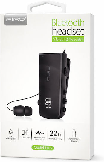 Firo H16 In-ear Bluetooth Handsfree Ακουστικό Πέτου Μαύρο