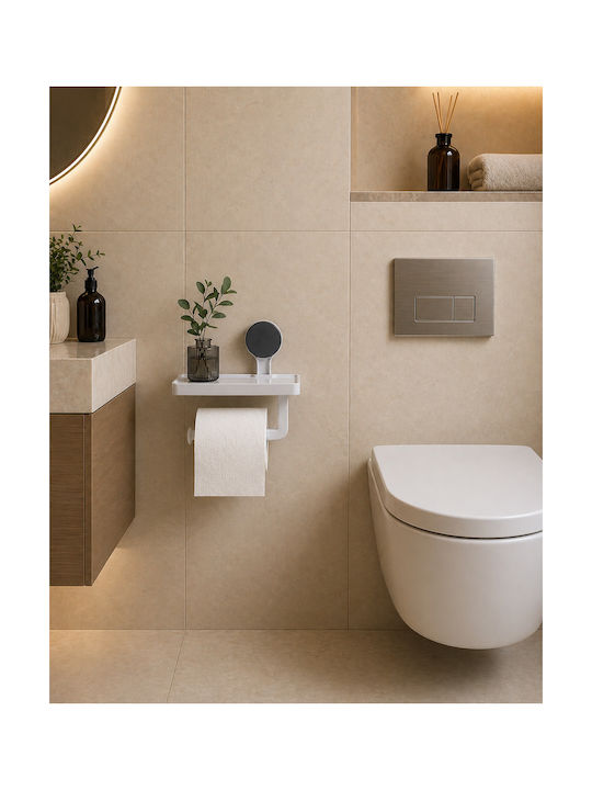 MRShome Wall Mounted Plastic Paper Holder With Suction Cup White