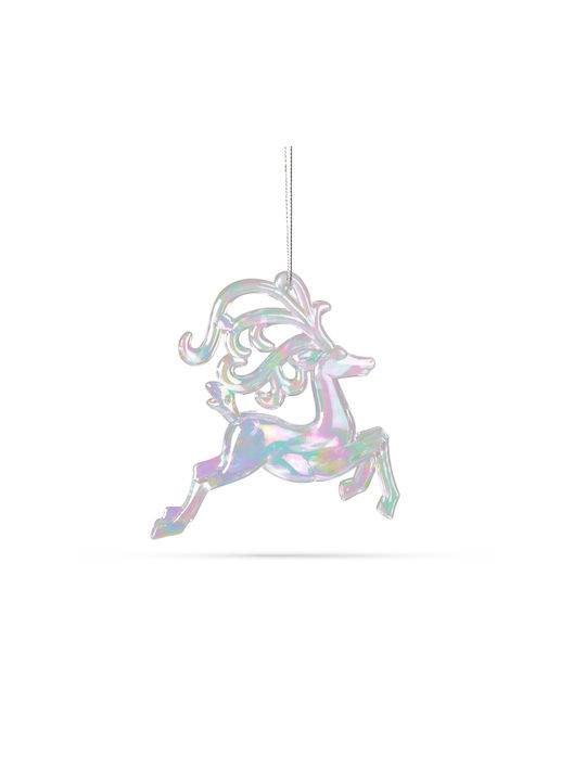Christmas Tree Decoration Iridescent Acrylic Reindeer 12 Cm Transparent Multicolor Ornament