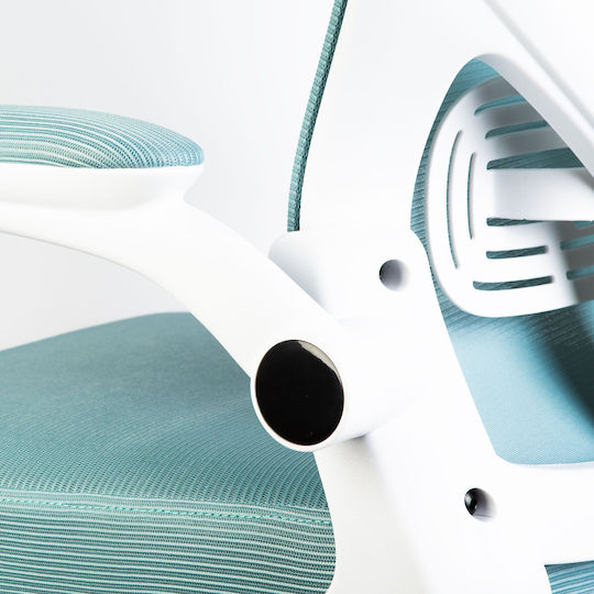 Office Chair with Recline and Adjustable Arms White Blue Office Chair with Recline and Adjustable Arms White Blue