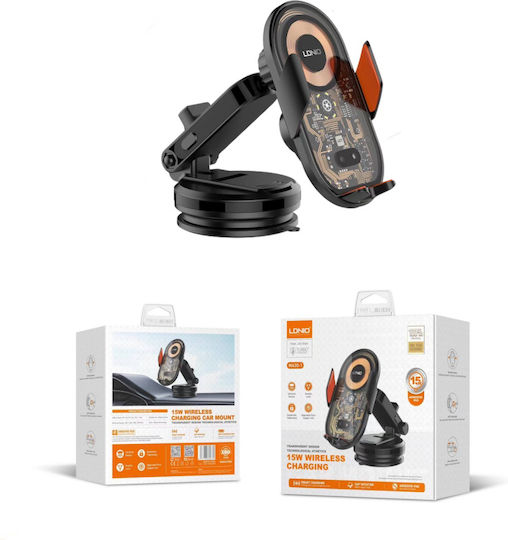 Ldnio Car Mobile Mount with Adjustable Hooks and Wireless Charging Black