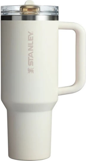 Stanley Protour Flip Handled Tumbler Thermos 1.18lt Cream with Straw and Handle
