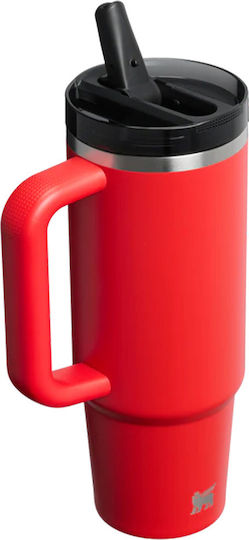 Stanley Protour Flip Handled Tumbler Thermos 887ml Chili Black with Straw and Handle