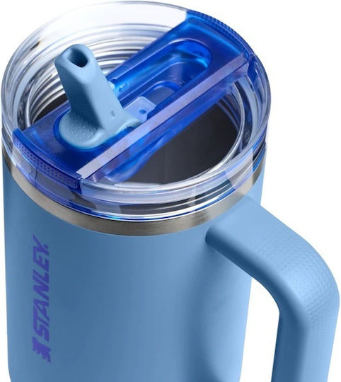 Stanley Handled Tumbler Thermos Stainless Steel 1.18lt Blue Sky with Straw and Handle