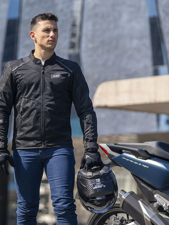 LS2 Breeze Summer Men's Riding Jacket Grey/Black/Red