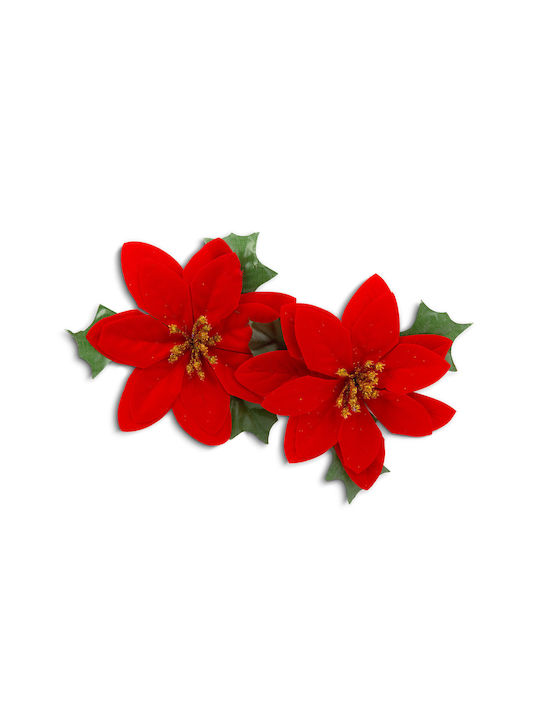 Floare de Crăciun Roșie Poinsettia 13x13 Cm Set 2 Bucăți Floare Artificială