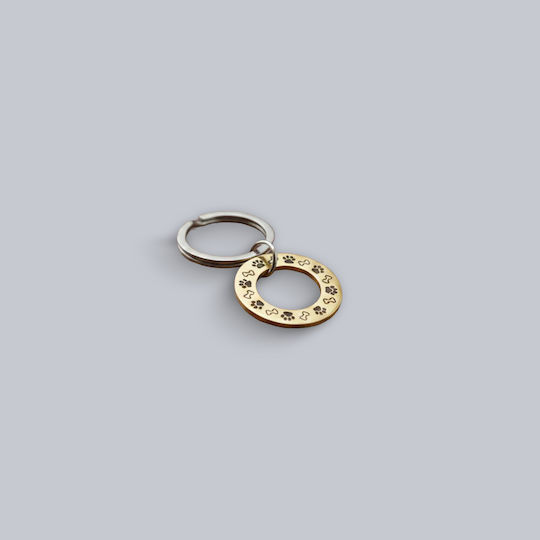 Runde Metallische Hunde-Identifikationsmarke Pfoten Knochen Gold